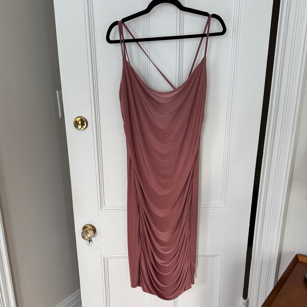 Boohoo Dusty Pink Backless Draped Dress